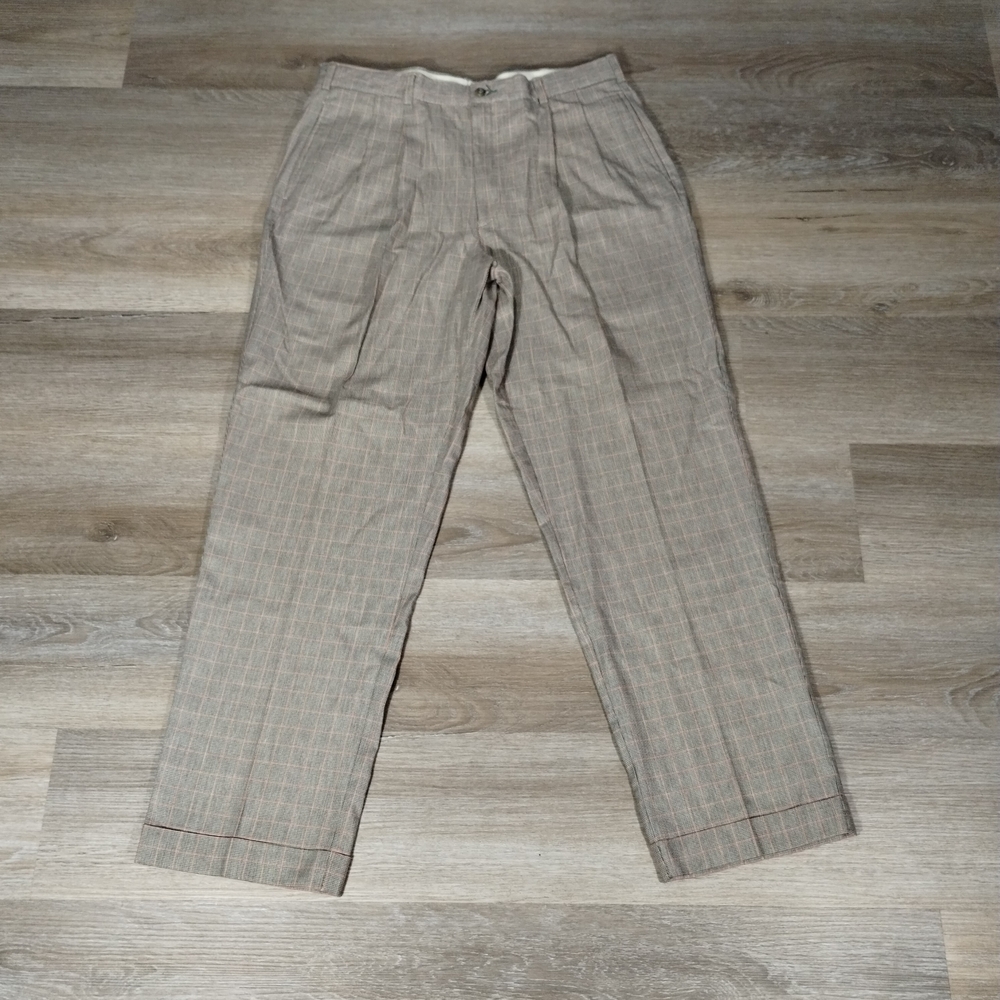 🔥VTG 90's🔥 Tommy Hilfiger Tan Pleated Dress Pants 34×32 Preppy Academia